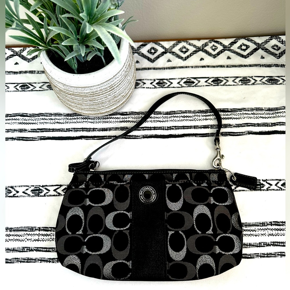 Coach Black/Silver wristlet